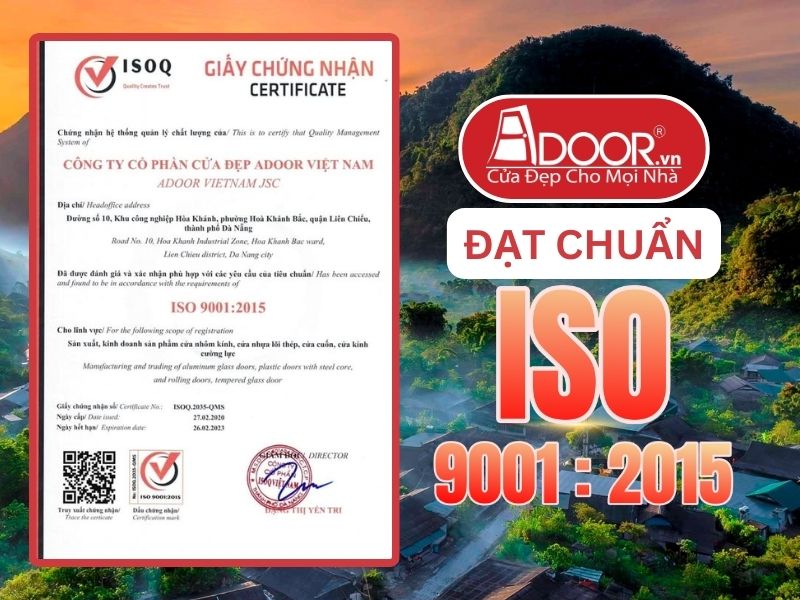 Chứng nhận ISO minh chứng Adoor uy tín phục vụ Vinh