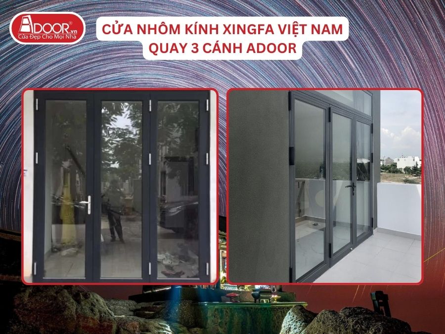 Cửa Mở Quay 3 Cánh Nhôm Kính Xingfa Tại Móng Cái Hệ Việt Nam Adoor Cửa Mở Quay 3 Cánh Nhôm Kính Xingfa Tại Móng Cái Hệ Việt Nam Adoor
