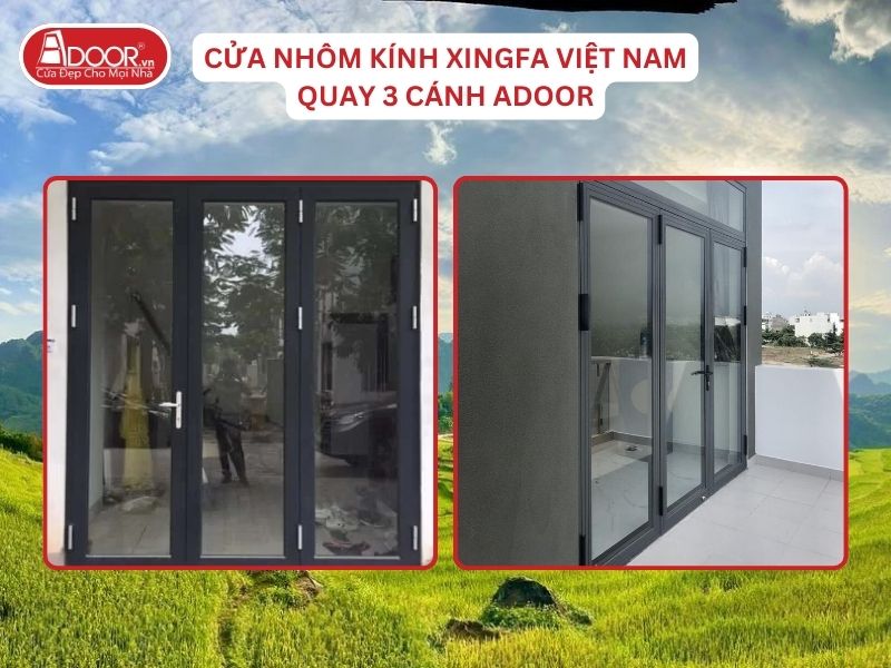 Cửa Mở Quay 3 Cánh Nhôm Kính Xingfa Tại Thanh Hóa Hệ Việt Nam Adoor Cửa Mở Quay 3 Cánh Nhôm Kính Xingfa Tại Thanh Hóa Hệ Việt Nam Adoor