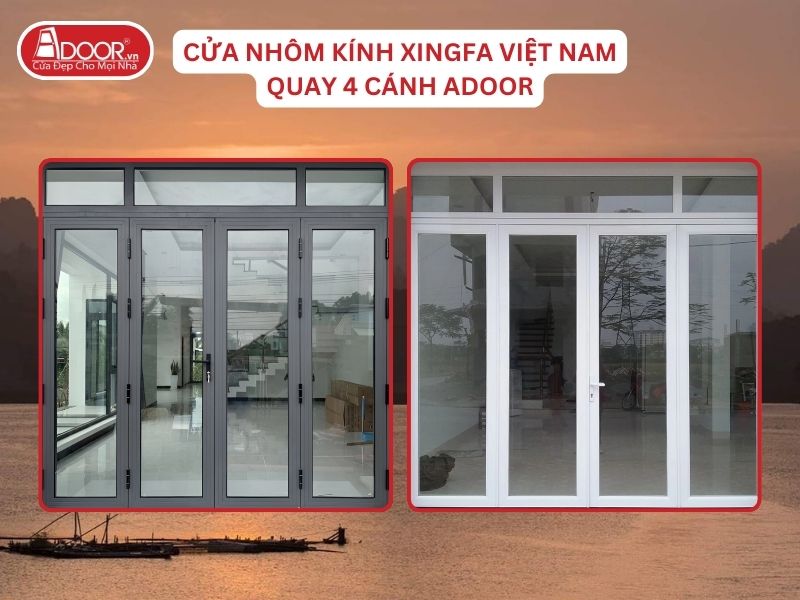 Cửa Mở Quay 4 Cánh Nhôm Kính Xingfa Tại Hòa Bình Hệ Việt Nam Adoor