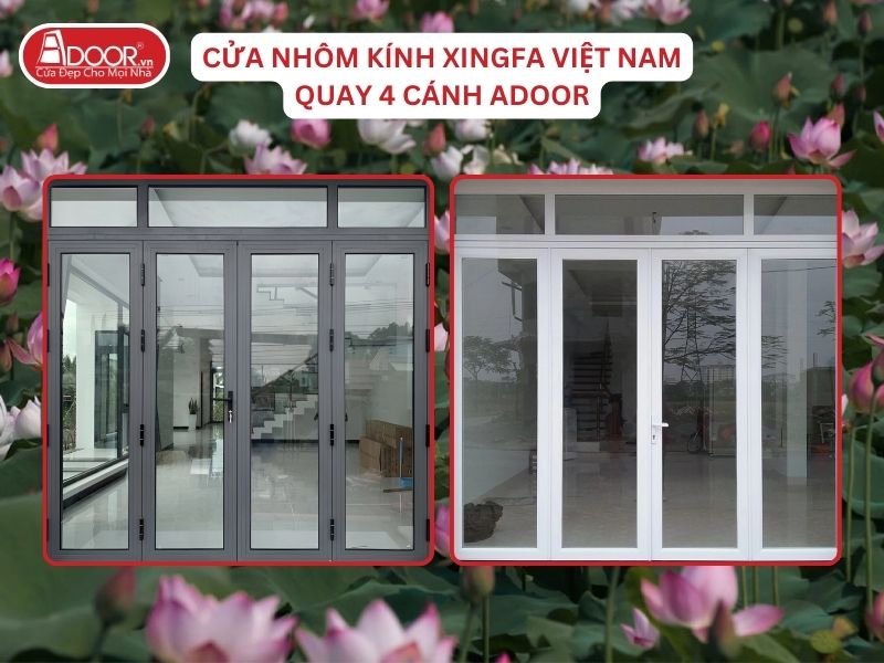 Cửa Mở Quay 4 Cánh Nhôm Kính Xingfa Tại Thái Bình Hệ Việt Nam Adoor
