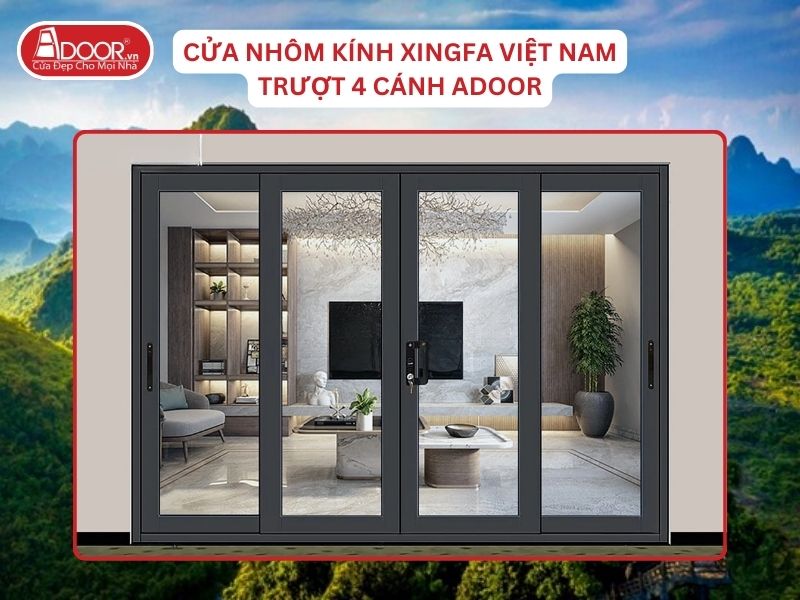 Cửa Mở Trượt 4 Cánh Nhôm Kính Xingfa Tại Hà Nam Hệ Việt Nam Adoor