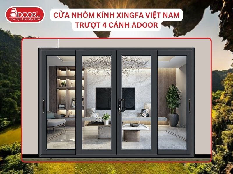 Cửa Mở Trượt 4 Cánh Nhôm Kính Xingfa Tại Hoa Lư Hệ Việt Nam Adoor