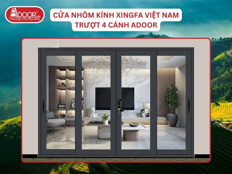 Cửa Mở Trượt 4 Cánh Nhôm Kính Xingfa Tại Lào Cai Hệ Việt Nam Adoor