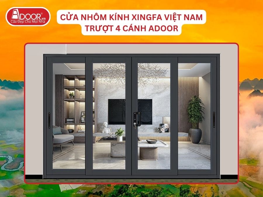 Cửa Mở Trượt 4 Cánh Nhôm Kính Xingfa Tại Thái Nguyên Hệ Việt Nam Adoor