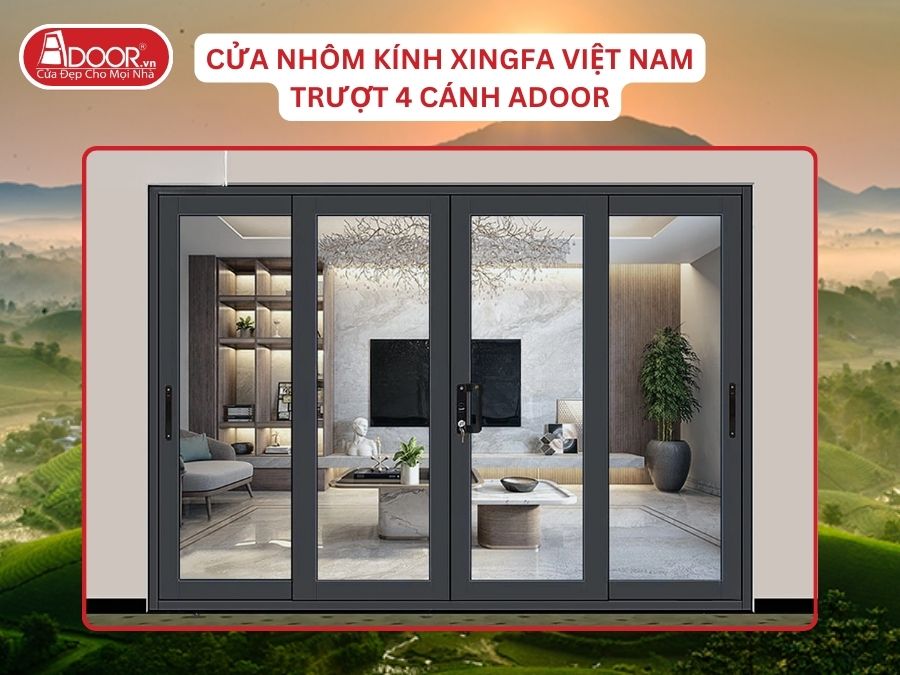 Cửa Mở Trượt 4 Cánh Nhôm Kính Xingfa Tại Việt Trì Hệ Việt Nam Adoor