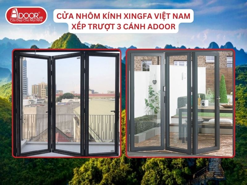 Cửa Mở Xếp Trượt 3 Cánh Nhôm Kính Xingfa Tại Hà Nam Hệ Việt Nam Adoor
