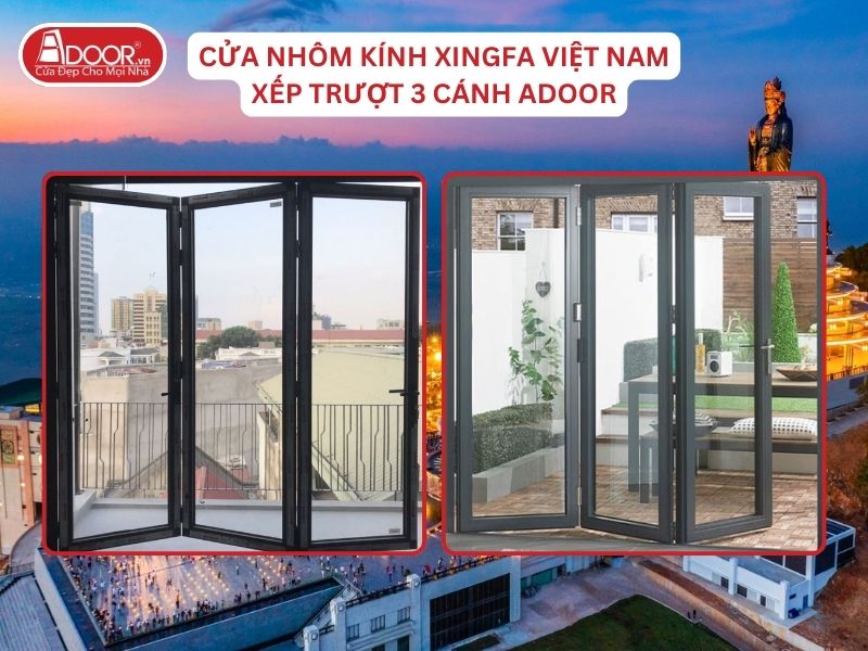 Cửa Mở Xếp Trượt 3 Cánh Nhôm Kính Xingfa Tại Tây Ninh Hệ Việt Nam Adoor