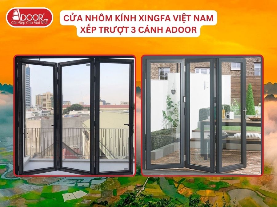 Cửa Mở Xếp Trượt 3 Cánh Nhôm Kính Xingfa Tại Thái Nguyên Hệ Việt Nam Adoor