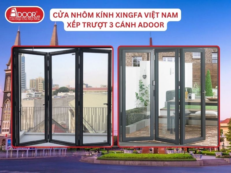 Cửa Mở Xếp Trượt 3 Cánh Nhôm Kính Xingfa Tại Thuận An Hệ Việt Nam Adoor