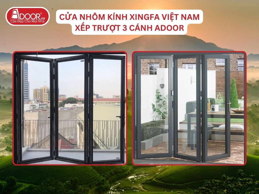 Cửa Mở Xếp Trượt 3 Cánh Nhôm Kính Xingfa Tại Việt Trì Hệ Việt Nam Adoor