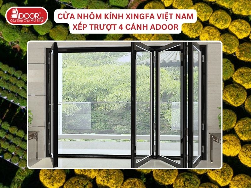 Cửa Mở Xếp Trượt 4 Cánh Nhôm Kính Xingfa Tại Bến Tre Hệ Việt Nam Adoor