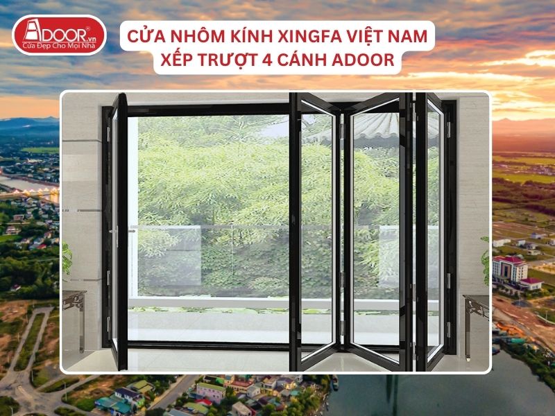 Cửa Mở Xếp Trượt 4 Cánh Nhôm Kính Xingfa Tại Đông Hà Hệ Việt Nam Adoor Cửa Mở Xếp Trượt 4 Cánh Nhôm Kính Xingfa Tại Đông Hà Hệ Việt Nam Adoor