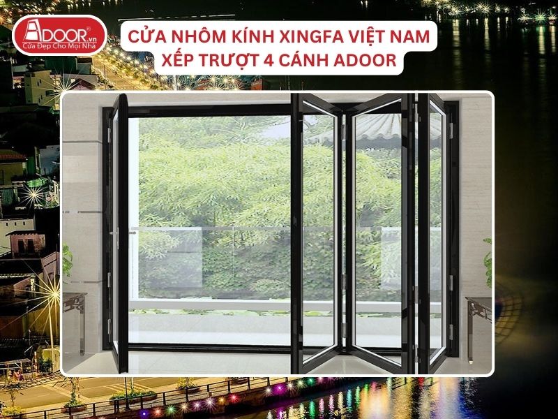 Cửa Mở Xếp Trượt 4 Cánh Nhôm Kính Xingfa Tại Mỹ Tho Hệ Việt Nam Adoor