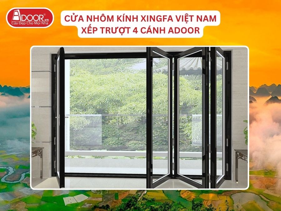 Cửa Mở Xếp Trượt 4 Cánh Nhôm Kính Xingfa Tại Thái Nguyên Hệ Việt Nam Adoor
