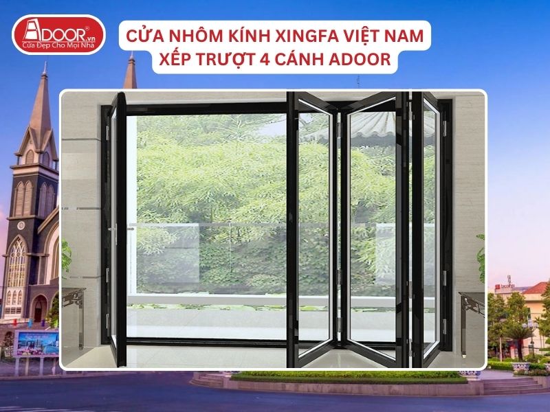 Cửa Mở Xếp Trượt 4 Cánh Nhôm Kính Xingfa Tại Thuận An Hệ Việt Nam Adoor