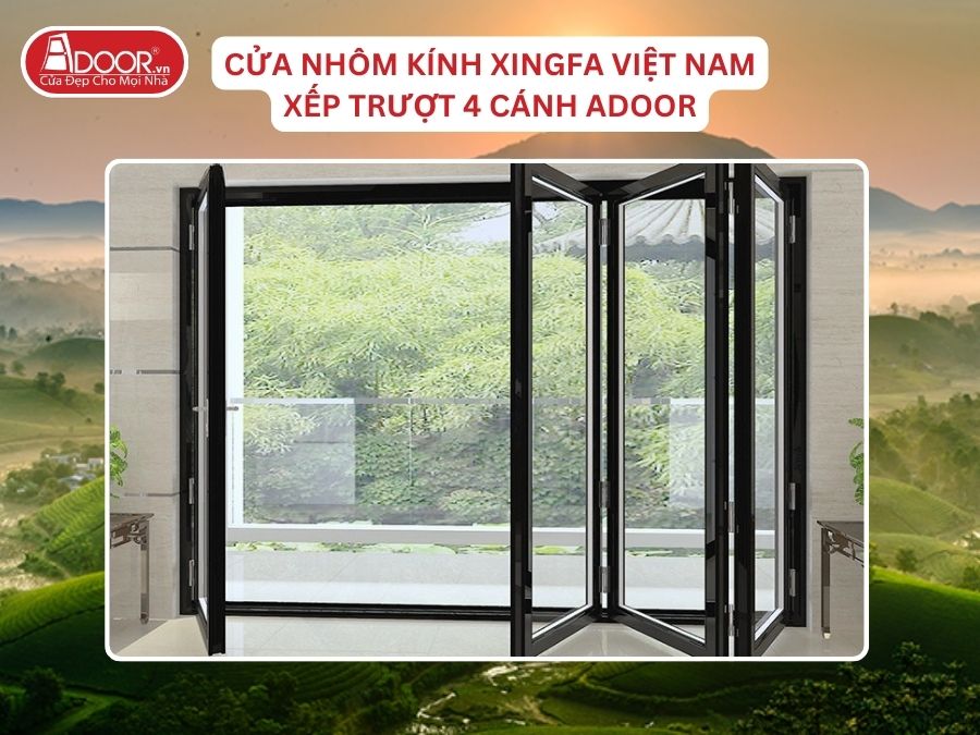 Cửa Mở Xếp Trượt 4 Cánh Nhôm Kính Xingfa Tại Việt Trì Hệ Việt Nam Adoor