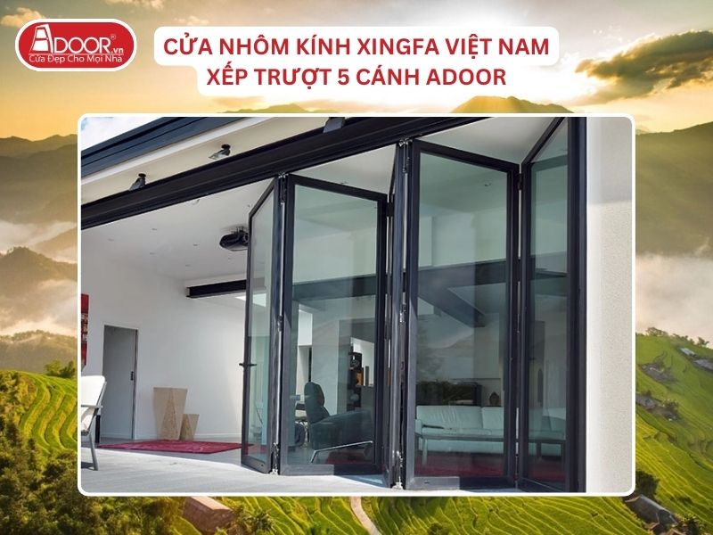 Cửa Mở Xếp Trượt 5 Cánh Nhôm Kính Xingfa Tại Tam Điệp Hệ Việt Nam Adoor