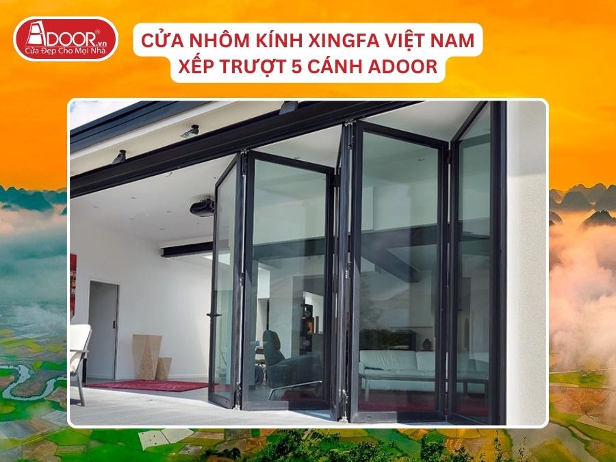 Cửa Mở Xếp Trượt 5 Cánh Nhôm Kính Xingfa Tại Thái Nguyên Hệ Việt Nam Adoor