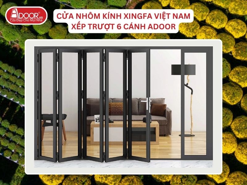 Cửa Mở Xếp Trượt 6 Cánh Nhôm Kính Xingfa Tại Bến Tre Hệ Việt Nam Adoor