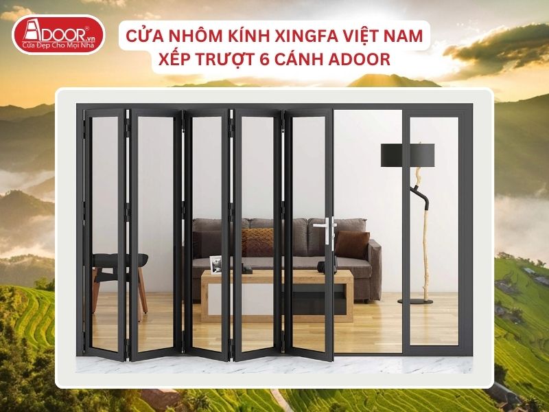 Cửa Mở Xếp Trượt 6 Cánh Nhôm Kính Xingfa Tại Tam Điệp Hệ Việt Nam Adoor