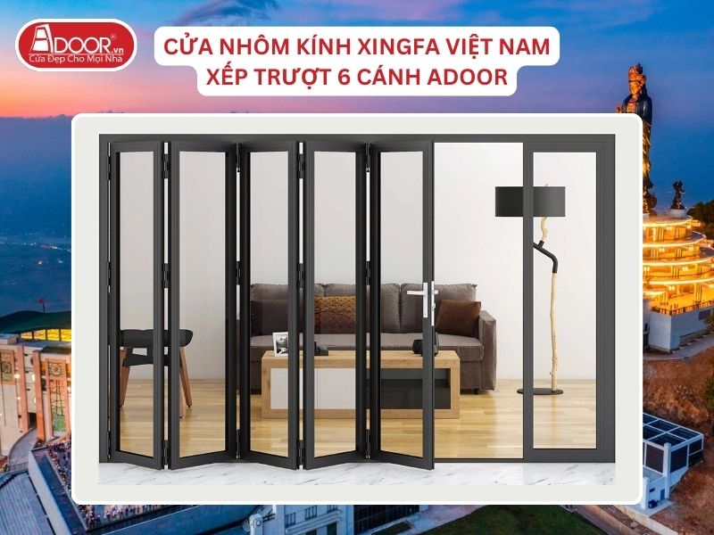 Cửa Mở Xếp Trượt 6 Cánh Nhôm Kính Xingfa Tại Tây Ninh Hệ Việt Nam Adoor