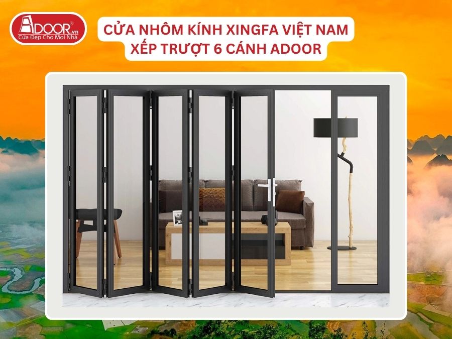 Cửa Mở Xếp Trượt 6 Cánh Nhôm Kính Xingfa Tại Thái Nguyên Hệ Việt Nam Adoor