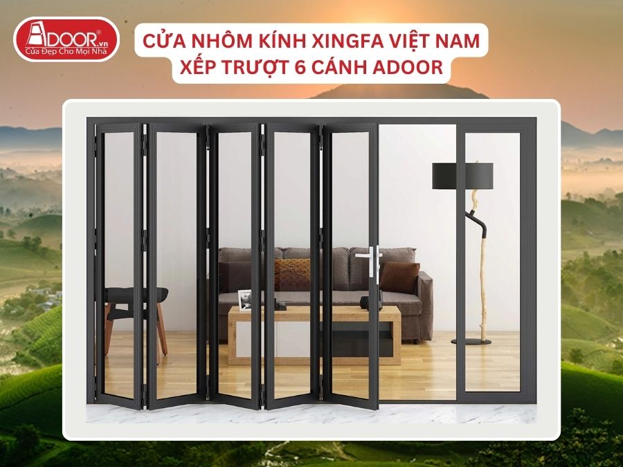 Cửa Mở Xếp Trượt 6 Cánh Nhôm Kính Xingfa Tại Việt Trì Hệ Việt Nam Adoor