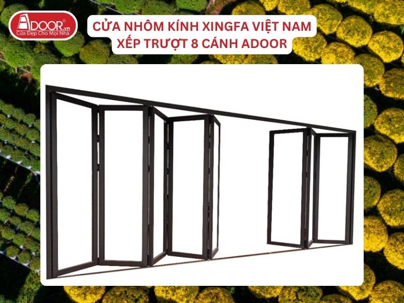 Cửa Mở Xếp Trượt 8 Cánh Nhôm Kính Xingfa Tại Bến Tre Hệ Việt Nam Adoor