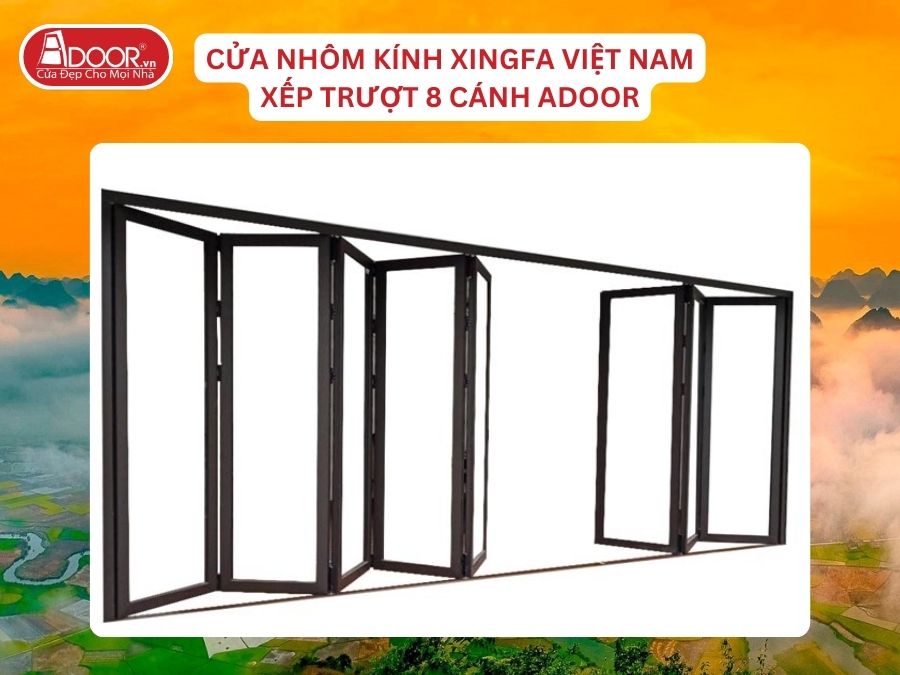 Cửa Mở Xếp Trượt 8 Cánh Nhôm Kính Xingfa Tại Thái Nguyên Hệ Việt Nam Adoor
