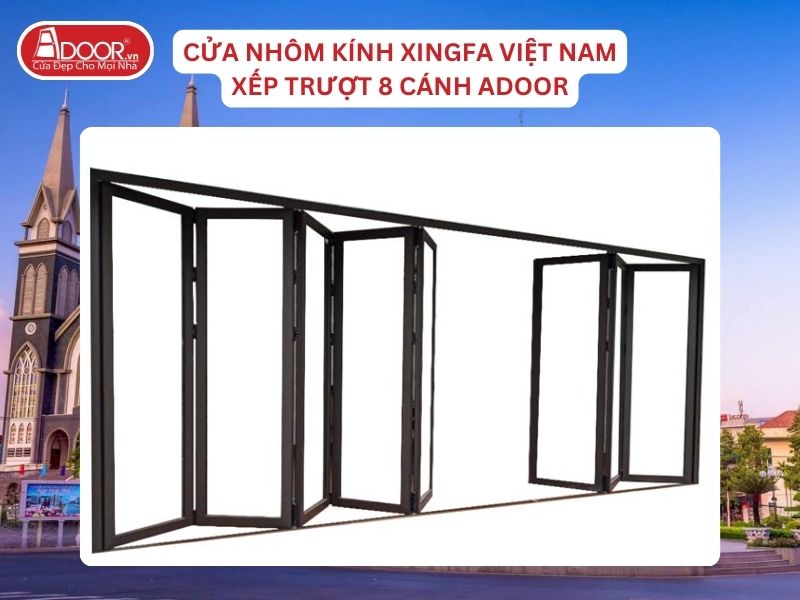 Cửa Mở Xếp Trượt 8 Cánh Nhôm Kính Xingfa Tại Thuận An Hệ Việt Nam Adoor