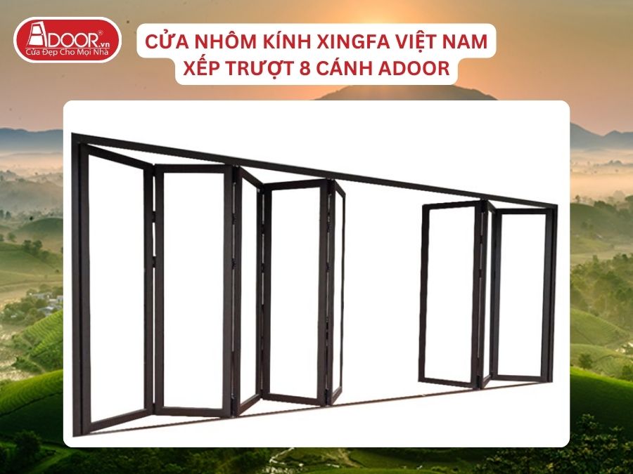 Cửa Mở Xếp Trượt 8 Cánh Nhôm Kính Xingfa Tại Việt Trì Hệ Việt Nam Adoor