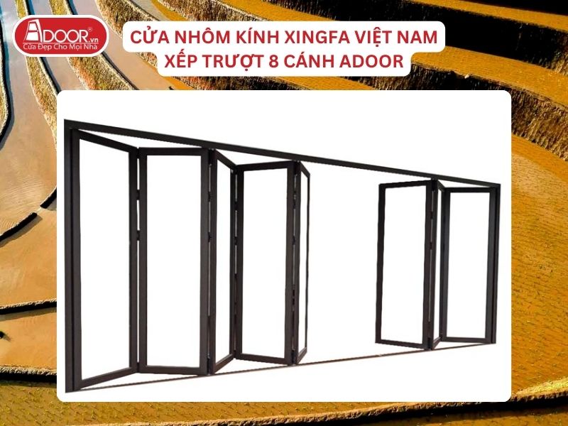 Cửa Mở Xếp Trượt 8 Cánh Nhôm Kính Xingfa Tại Yên Bái Hệ Việt Nam Adoor