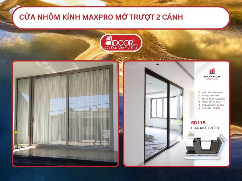 Cửa Nhôm Kính MaxPro Mở Trượt 2 Cánh Adoor Tại Huế
