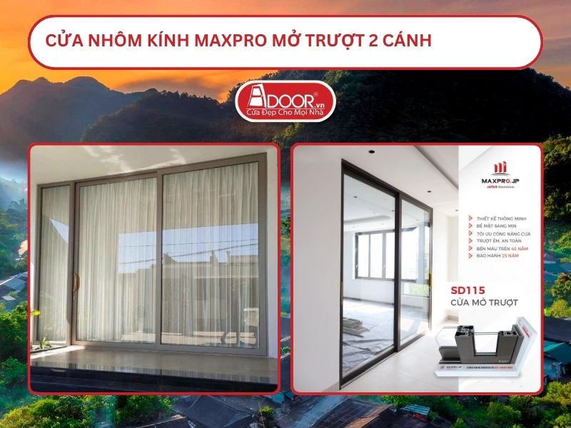 Cửa Nhôm Kính MaxPro Mở Trượt 2 Cánh Adoor Tại Vinh