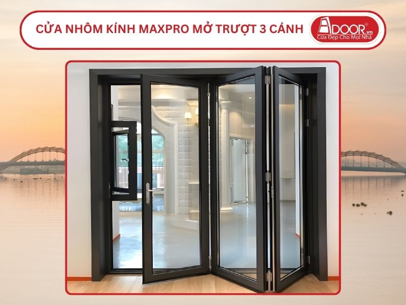 Cửa Nhôm Kính MaxPro Mở Xếp Trượt 3 Cánh Adoor Tại Đà Nẵng