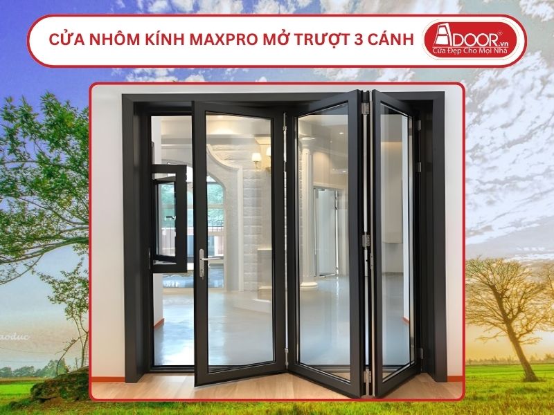 Cửa Nhôm Kính MaxPro Mở Xếp Trượt 3 Cánh Adoor Tại Hà Tĩnh