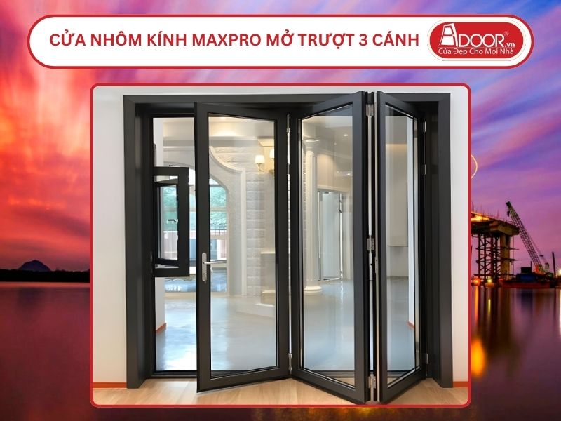 Cửa Nhôm Kính MaxPro Mở Xếp Trượt 3 Cánh Adoor Tại Hải Phòng