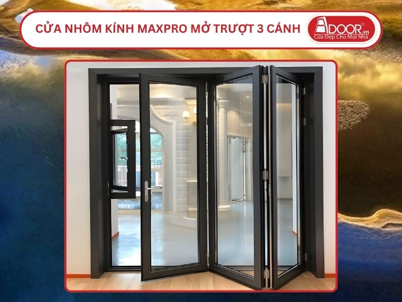 Cửa Nhôm Kính MaxPro Mở Xếp Trượt 3 Cánh Adoor Tại Huế