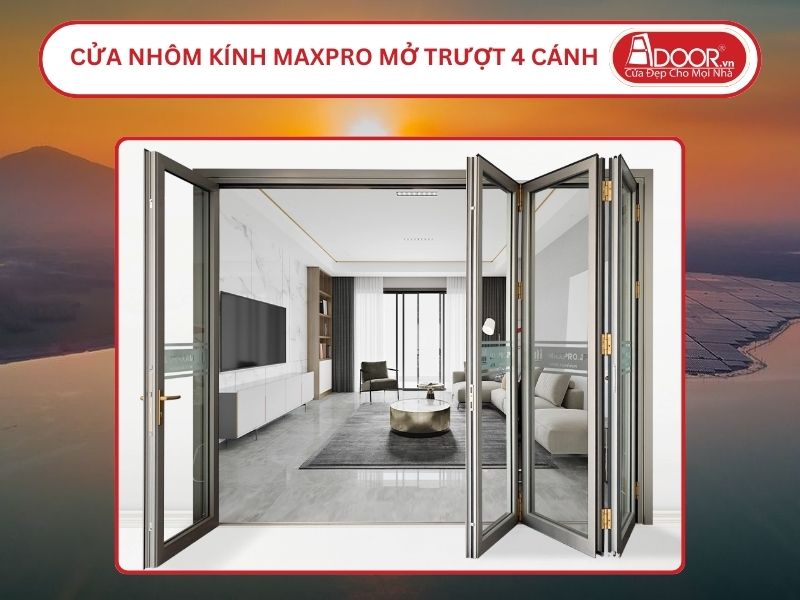 Cửa Nhôm Kính MaxPro Mở Xếp Trượt 4 Cánh Adoor Tại Thủ Dầu Một Cửa Nhôm Kính MaxPro Mở Xếp Trượt 4 Cánh Adoor Tại Thủ Dầu Một