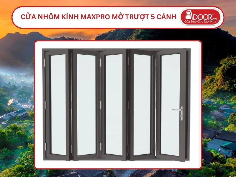 Cửa Nhôm Kính MaxPro Mở Xếp Trượt 5 Cánh Adoor Tại Vinh