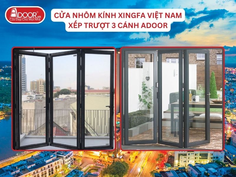 Cửa Xếp Trượt 3 Cánh Adoor Nhôm Kính Xingfa Tại Cần Thơ Nhôm Việt Nam