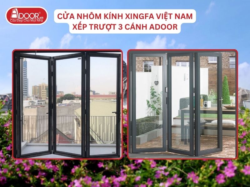 Cửa Mở Xếp Trượt 3 Cánh Adoor Nhôm Kính Xingfa Tại Quảng Nam Nhôm Việt Nam
