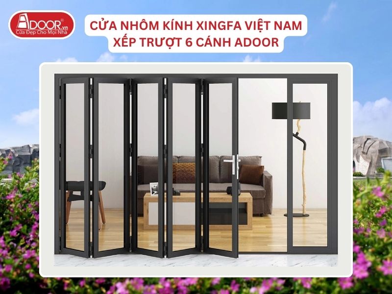 Cửa Mở Xếp Trượt 6 Cánh Adoor Nhôm Kính Xingfa Tại Quảng Nam Nhôm Việt Nam