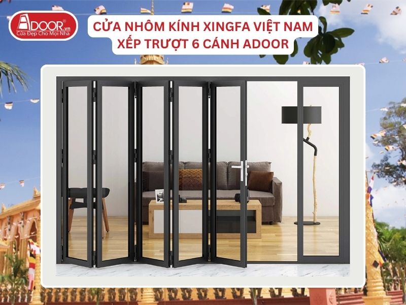 Cửa Mở Xếp Trượt 6 Cánh Adoor Nhôm Kính Xingfa Tại Trà Vinh Nhôm Việt Nam Cửa Mở Xếp Trượt 6 Cánh Adoor Nhôm Kính Xingfa Tại Trà Vinh Nhôm Việt Nam