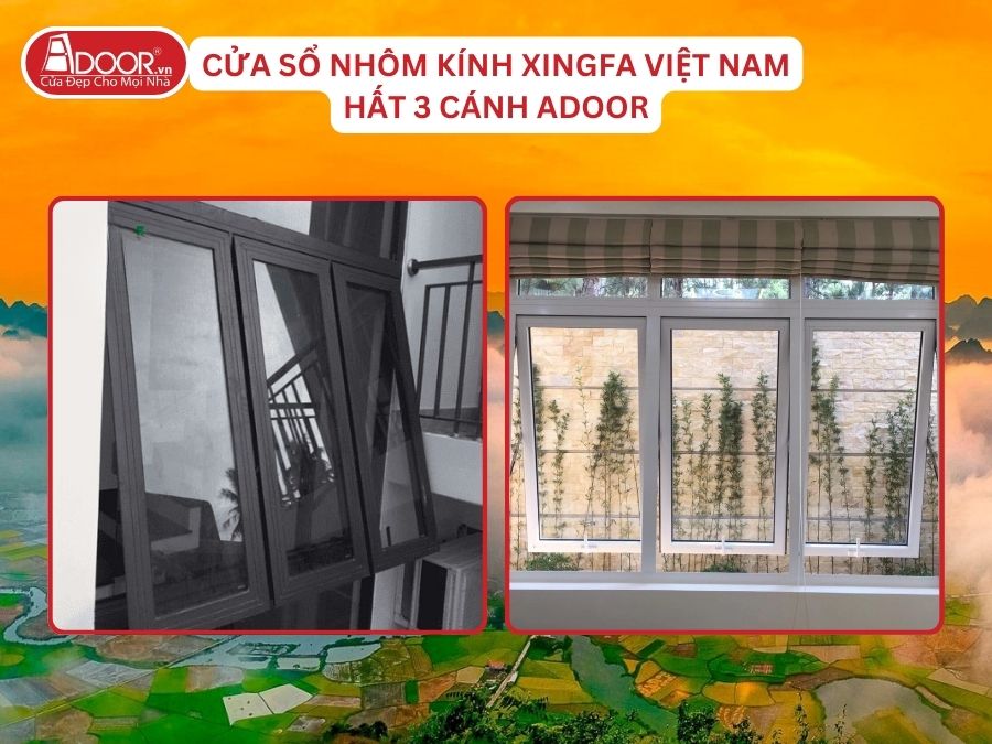 Cửa Sổ Mở Hất 3 Cánh Nhôm Kính Xingfa Tại Thái Nguyên Hệ Việt Nam Adoor