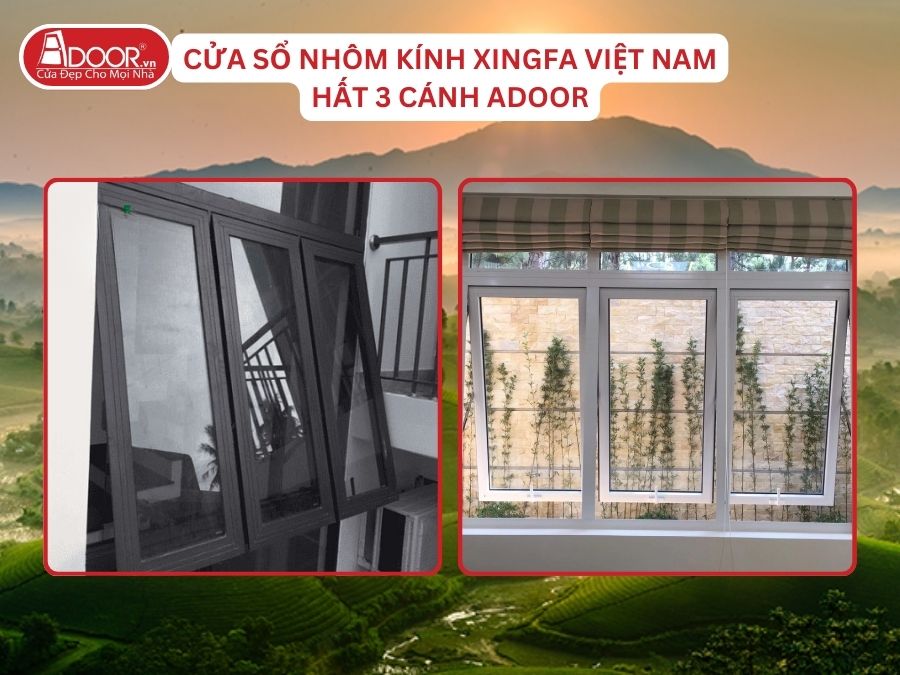 Cửa Sổ Mở Hất 3 Cánh Nhôm Kính Xingfa Tại Việt Trì Hệ Việt Nam Adoor