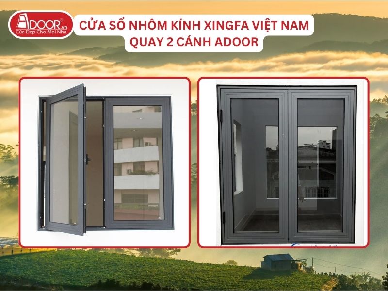 Cửa Sổ Mở Quay 2 Cánh Nhôm Kính Xingfa Tại Bảo Lộc Hệ Việt Nam Adoor