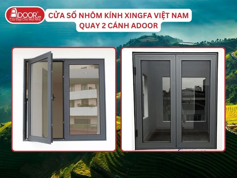 Cửa Sổ Mở Quay 2 Cánh Nhôm Kính Xingfa Tại Lào Cai Hệ Việt Nam Adoor