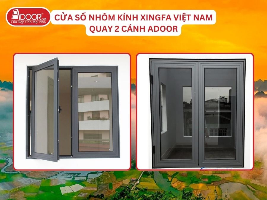 Cửa Sổ Mở Quay 2 Cánh Nhôm Kính Xingfa Tại Thái Nguyên Hệ Việt Nam Adoor